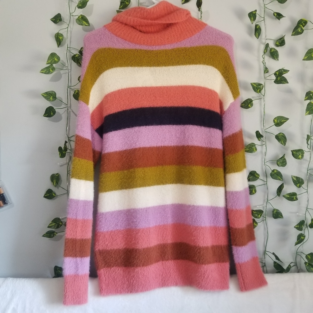 Caslon Womens Striped Cozy Turtleneck Knit Sweater - Picture 6 of 9
